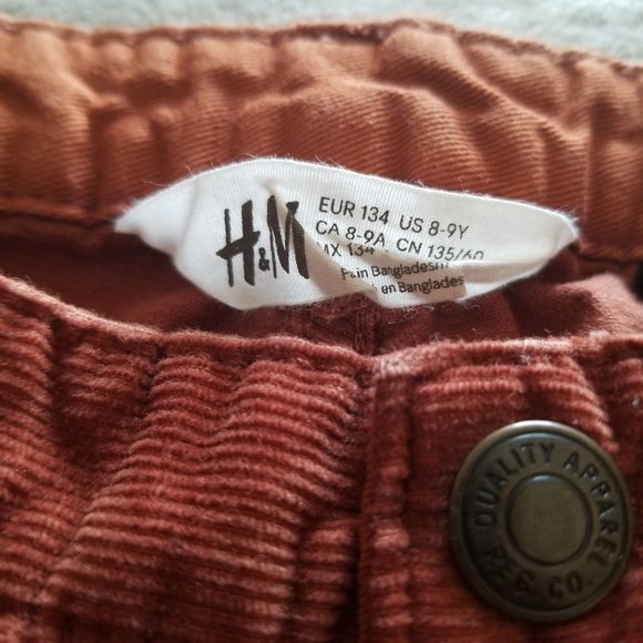 H&M Boys Corduroy Pants w/adjustable waist (Rust) - Picture 4 of 7